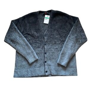 Jordan Brand Ombre Fuzzy Knit Cardigan Sweater Grey Black FV7426-070 Mens XL NEW